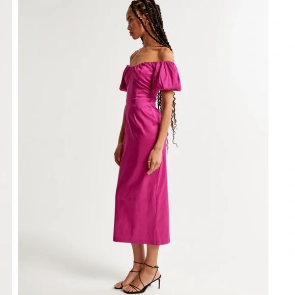 Abercrombie & Fitch Pink Midi Dress | XS Petite - Picture 2 of 5